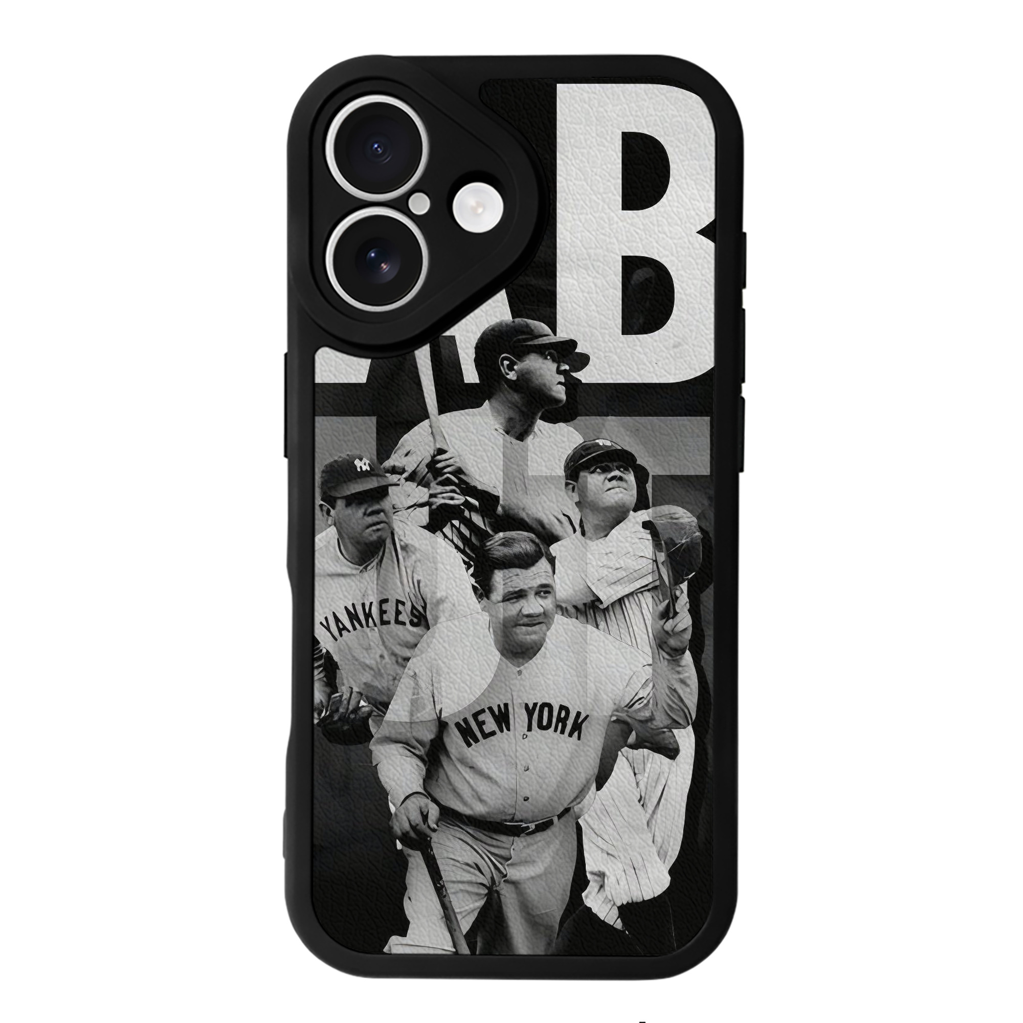 Babe Ruth 22 IPhone 16 Silicone Leather Case – UV Print, Lambskin Texture – Perfect Fit, Wireless Charging Compatible, Scratch Resistant, Precise Cutouts – Stylish Protection For IPhone 16